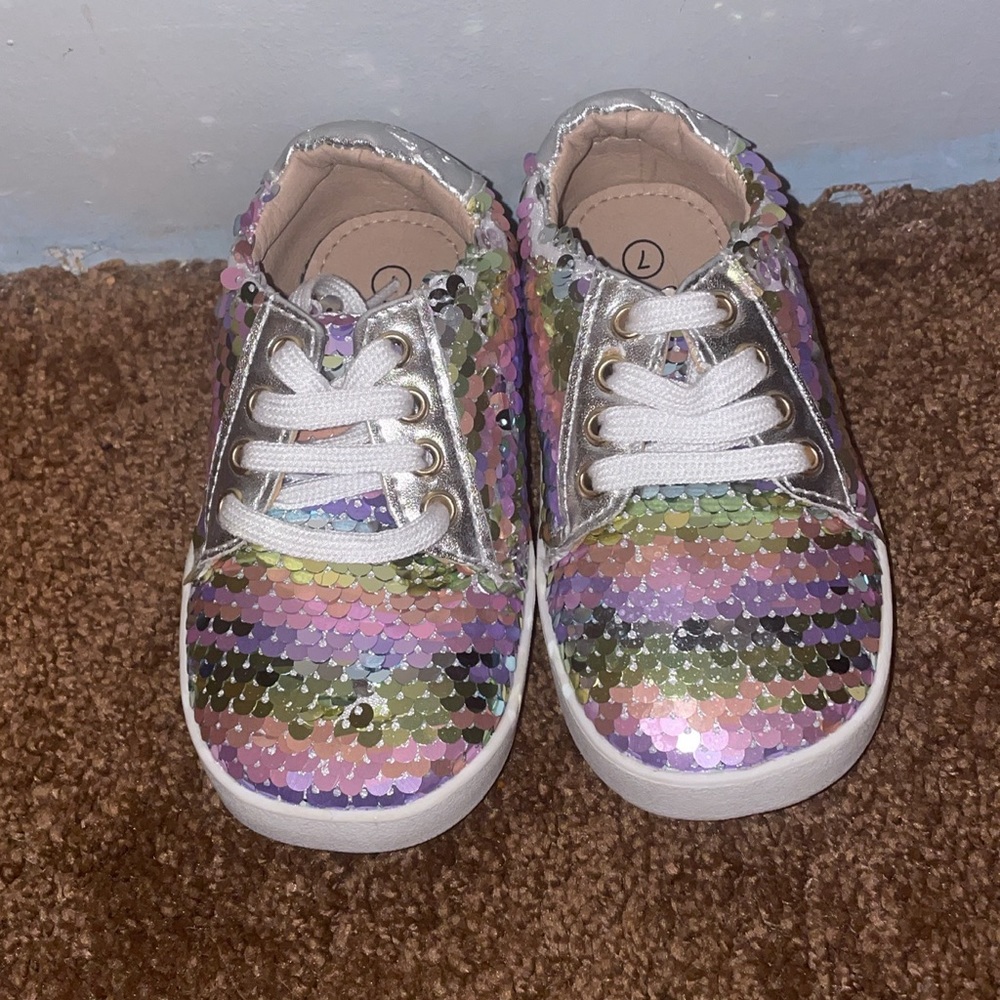 New Pastel rainbow sequin sneakers
